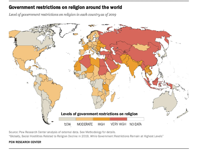 종교에 대한 정부 제한/규제 증가세